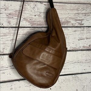 Vintage LL. Bean sling backpack brown pebble leather bag